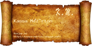 Kassa Márton névjegykártya